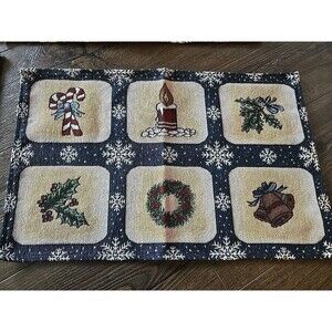 4 Navy Blue Christmas Placemats-unbranded